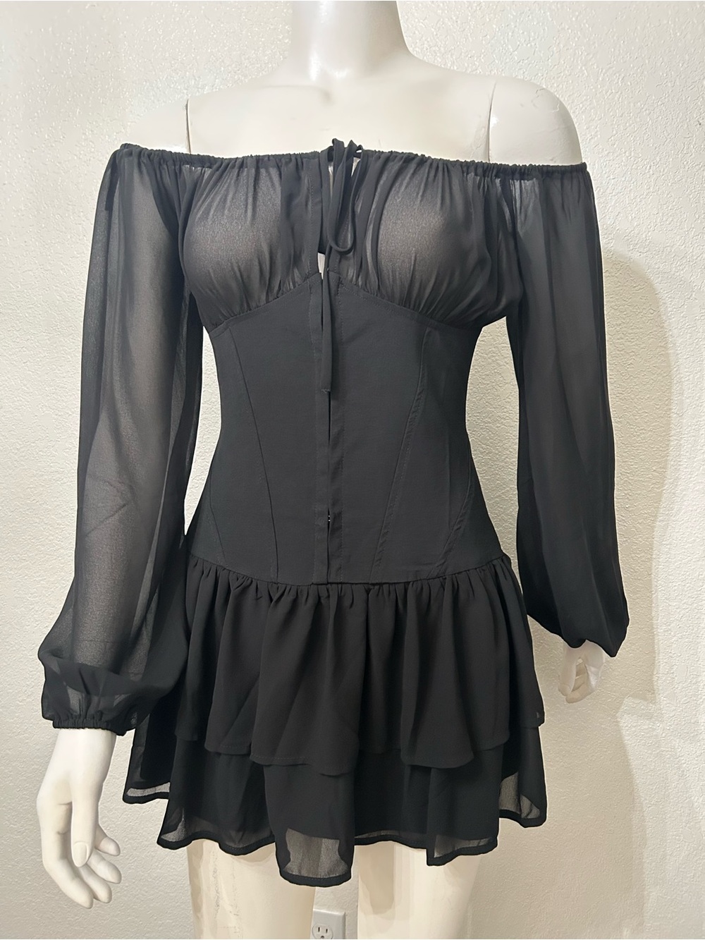Forever 21 Black Off-Shoulder Corset Mini Dress
